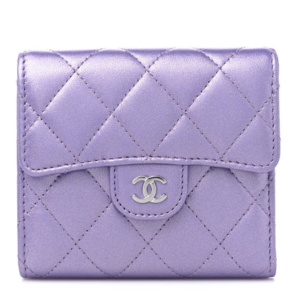Chanel Iridescent Lambskin Quilted Compact Flap Wallet Purple 1 of 12