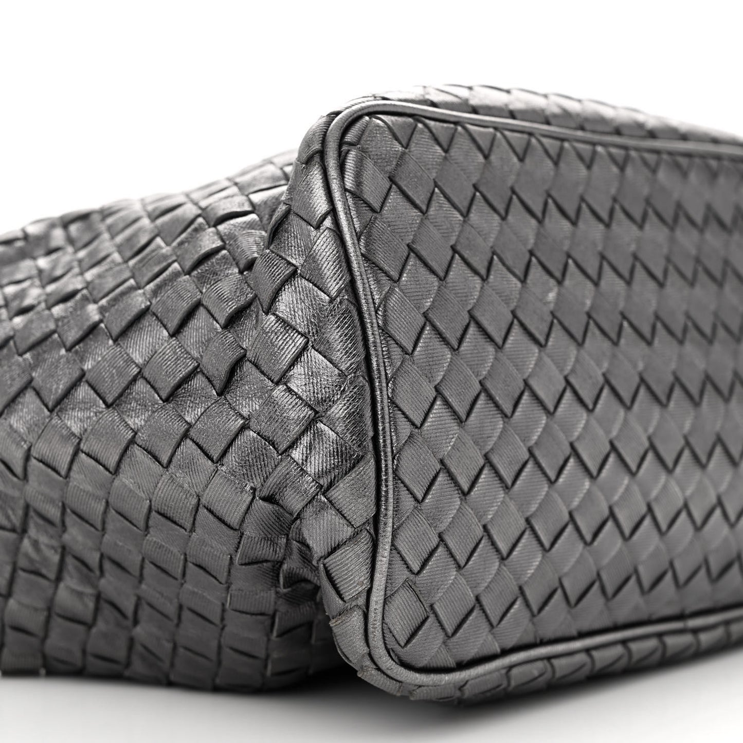 Metallic Nappa Intrecciato Small Shoulder Bag Steel