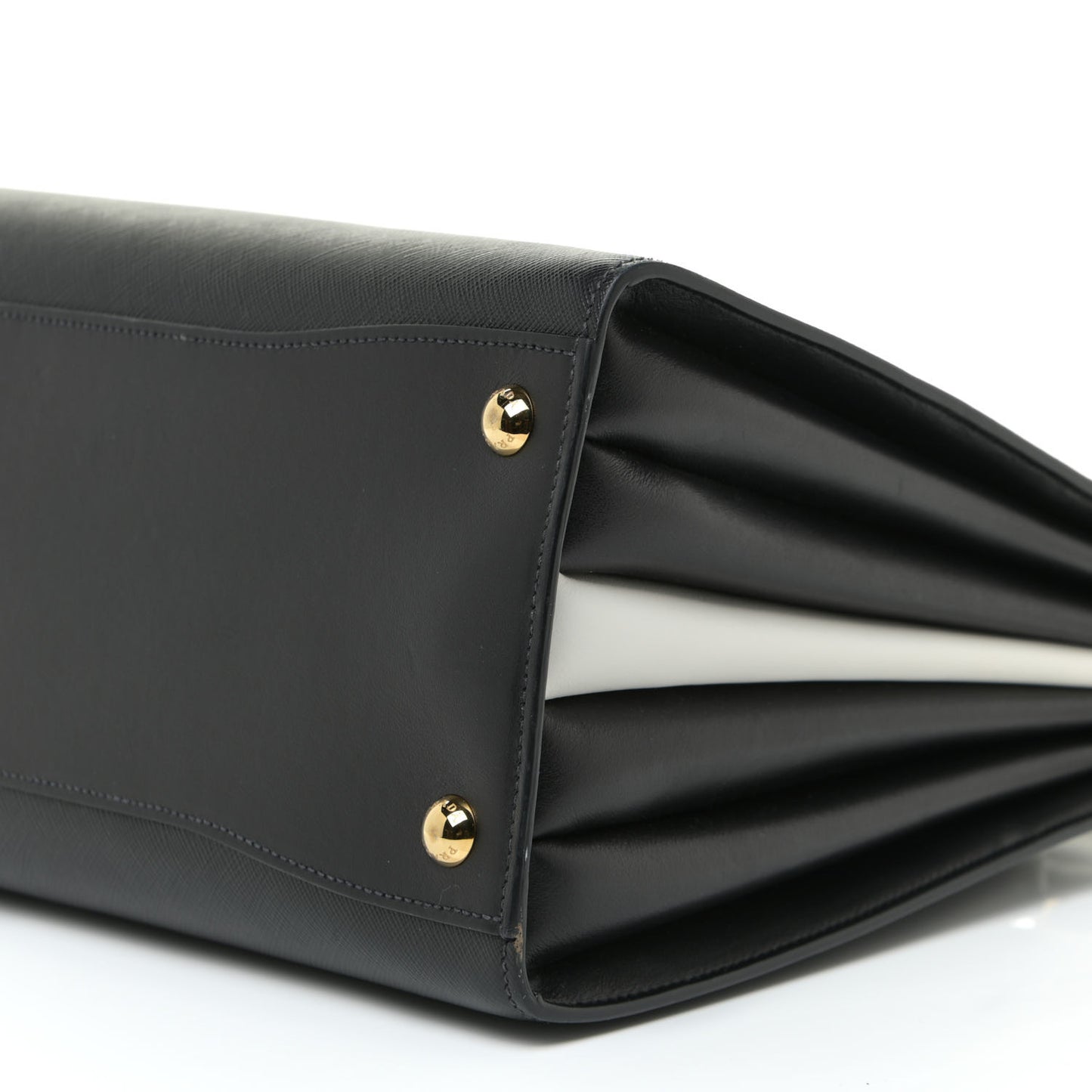 Saffiano City Calfskin Medium Bibliothèque Top Handle Black White