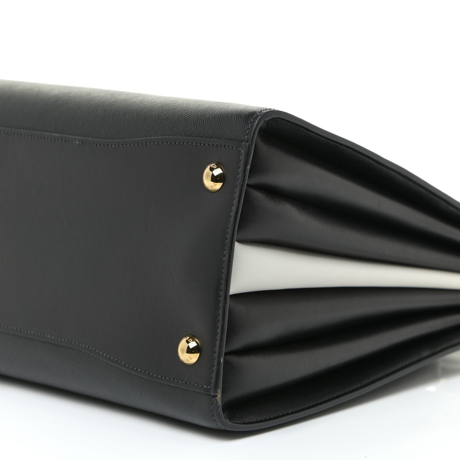 Prada Saffiano City Calfskin Medium Bibliothèque Top Handle Black White 10 of 14