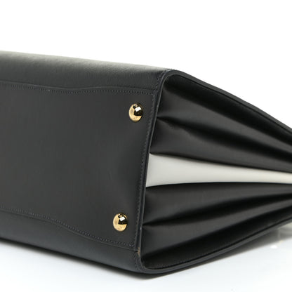 Prada Saffiano City Calfskin Medium Bibliothèque Top Handle Black White 10 of 14