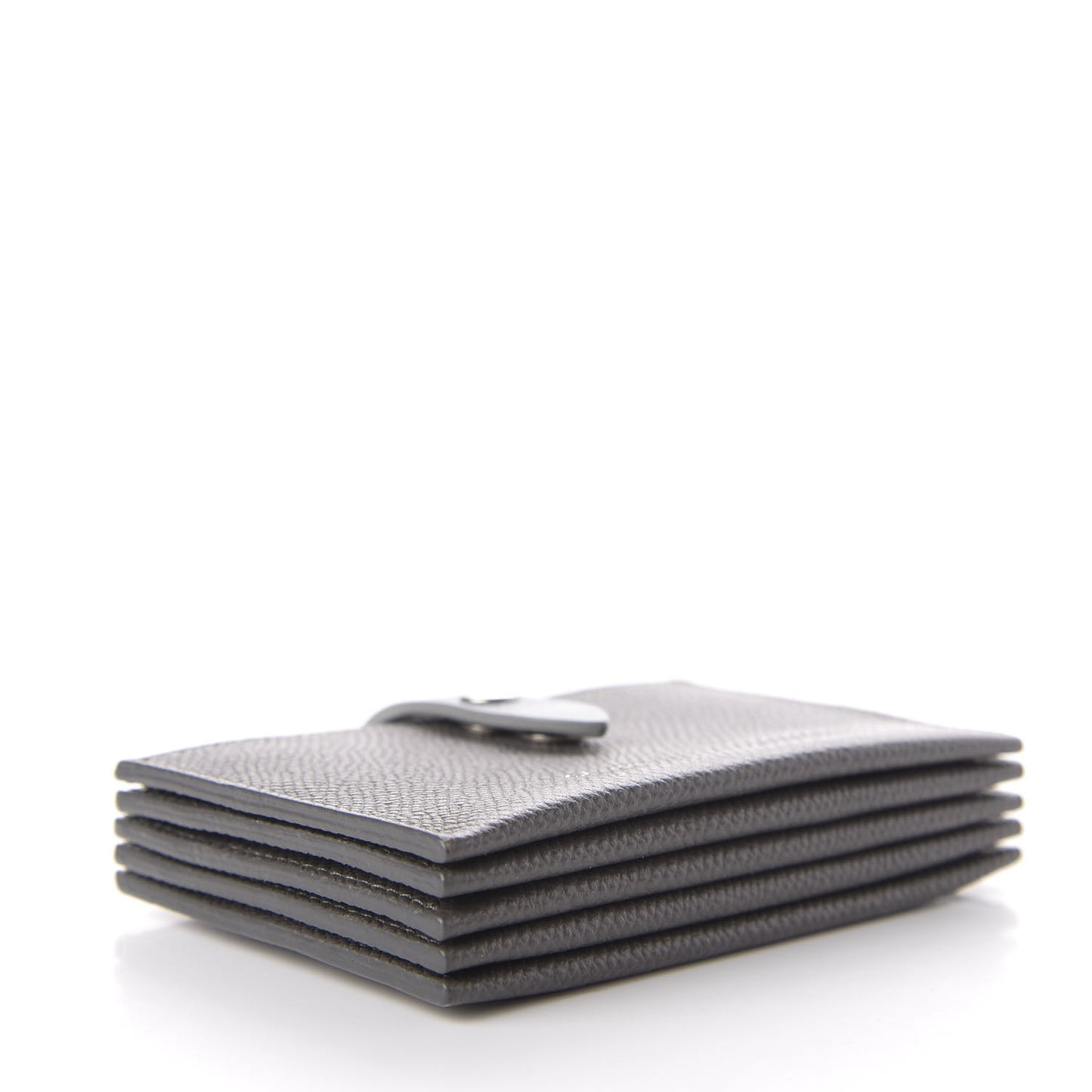 Grained Shiny Calfskin Accordion Card Holder Grey