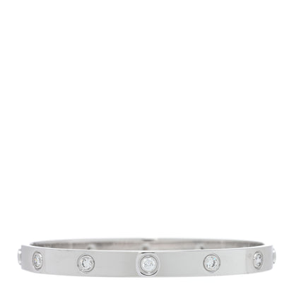 Cartier 18K White Gold 10 Diamond LOVE Bracelet 17 2 of 3