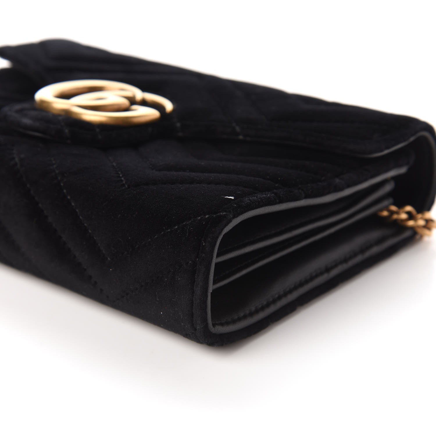 Gucci Velvet Matelasse GG Marmont Chain Wallet Black 7 of 9