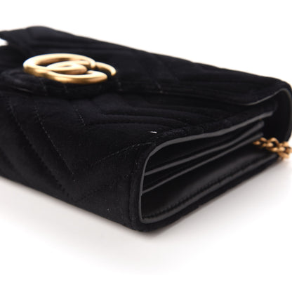 Gucci Velvet Matelasse GG Marmont Chain Wallet Black 7 of 9