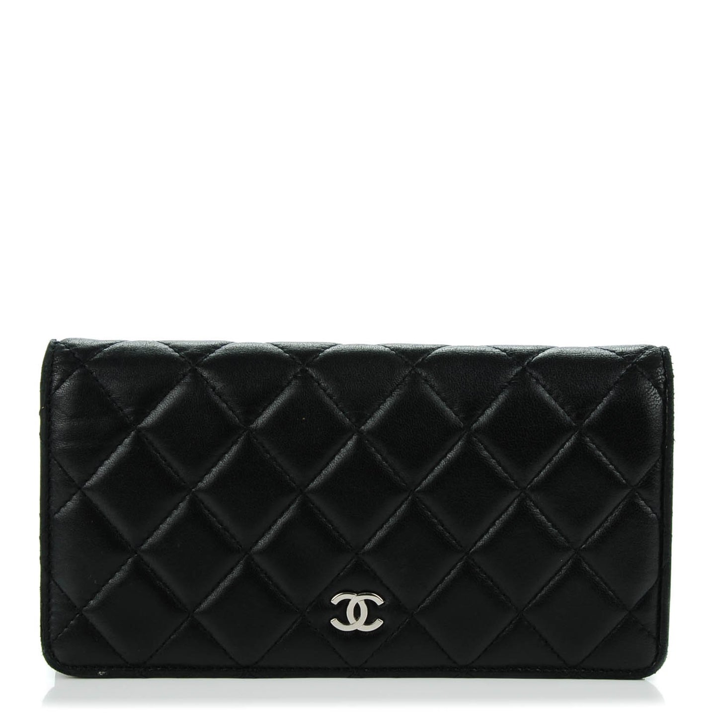 Lambskin Quilted Yen Wallet Black