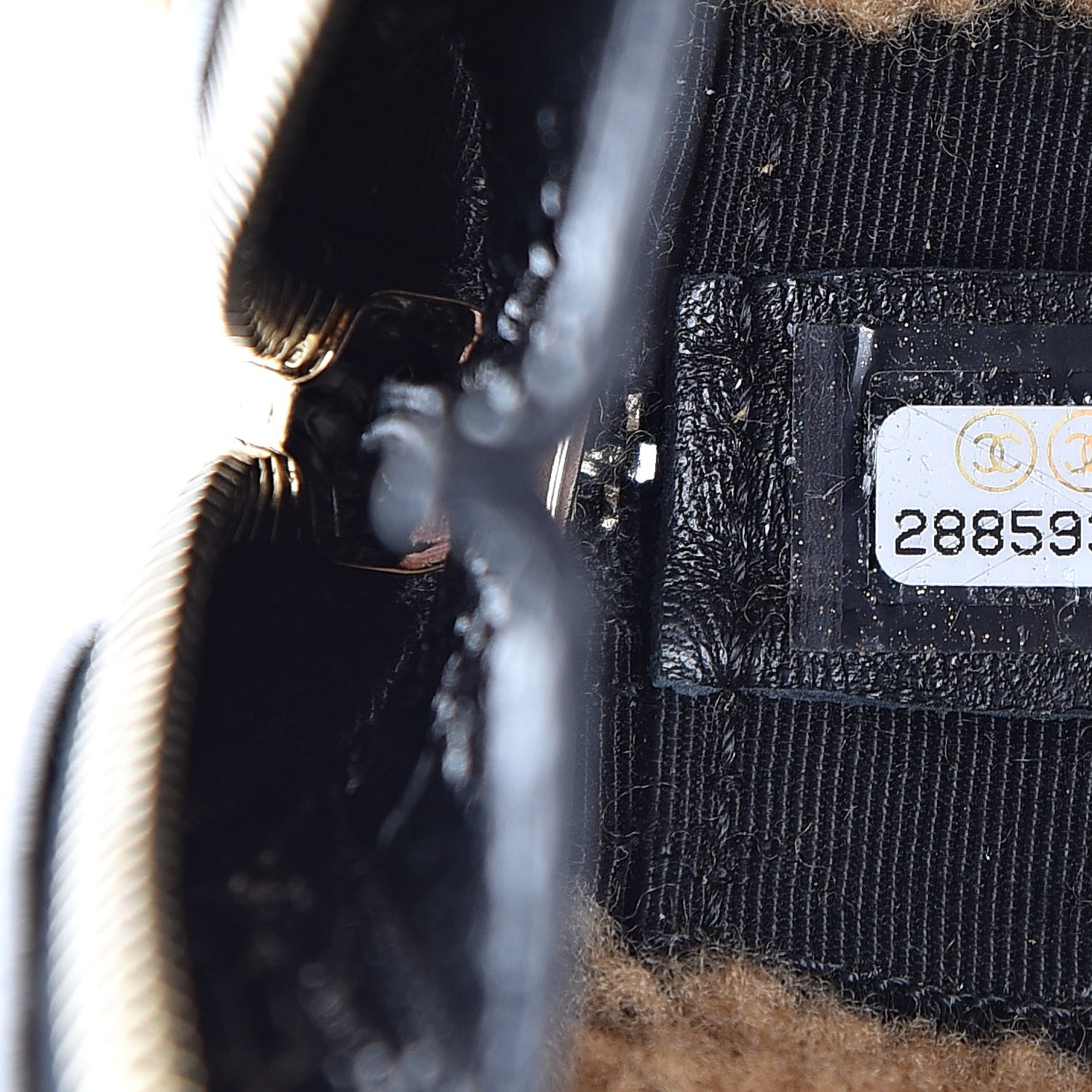 Chanel Shiny Crumpled Sheepskin Shearling CC Mania Waist Bag Black Light Brown 7 of 10