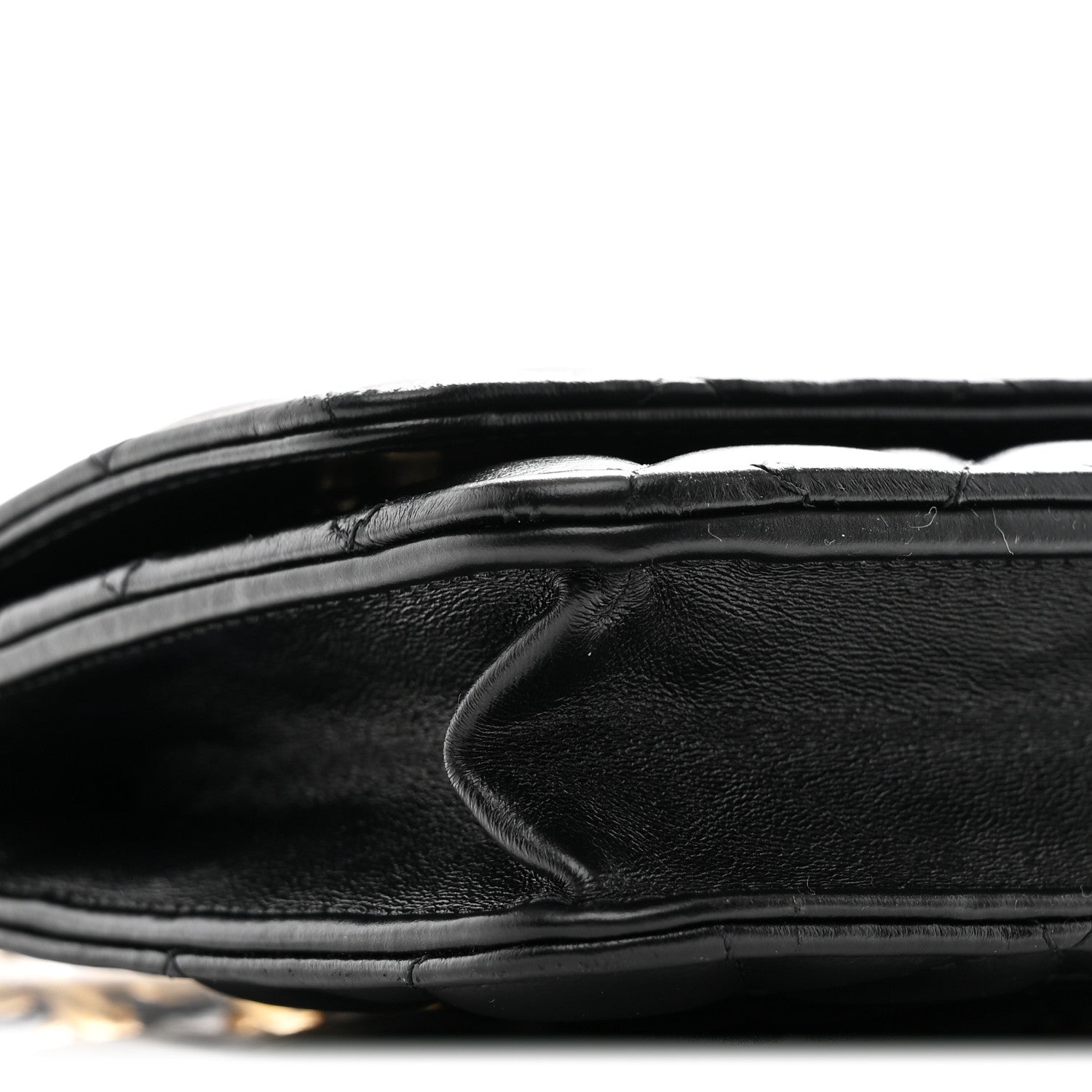Chanel Lambskin Resin Quilted Wallet On Chain WOC Black 10 of 11