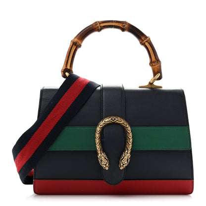 Gucci Moon Calfskin Bamboo Web Medium Dionysus Top Handle Bag Blue Emerald Hibiscus Red 1 of 16