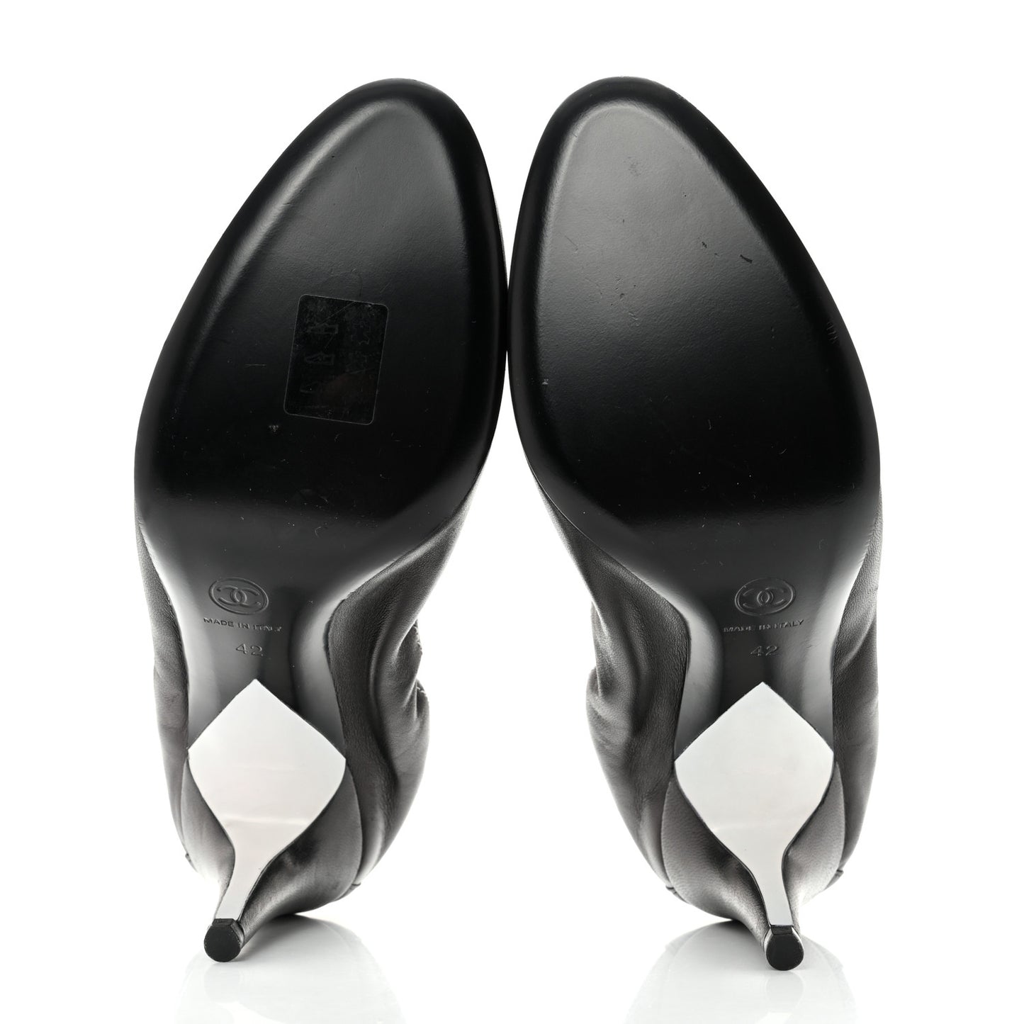 Lambskin CC Elastic Stretch Pumps 42 Black White