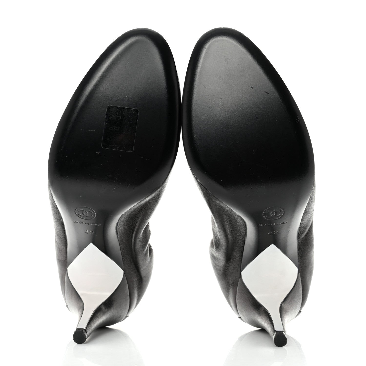 Chanel Lambskin CC Elastic Stretch Pumps 42 Black White 6 of 7