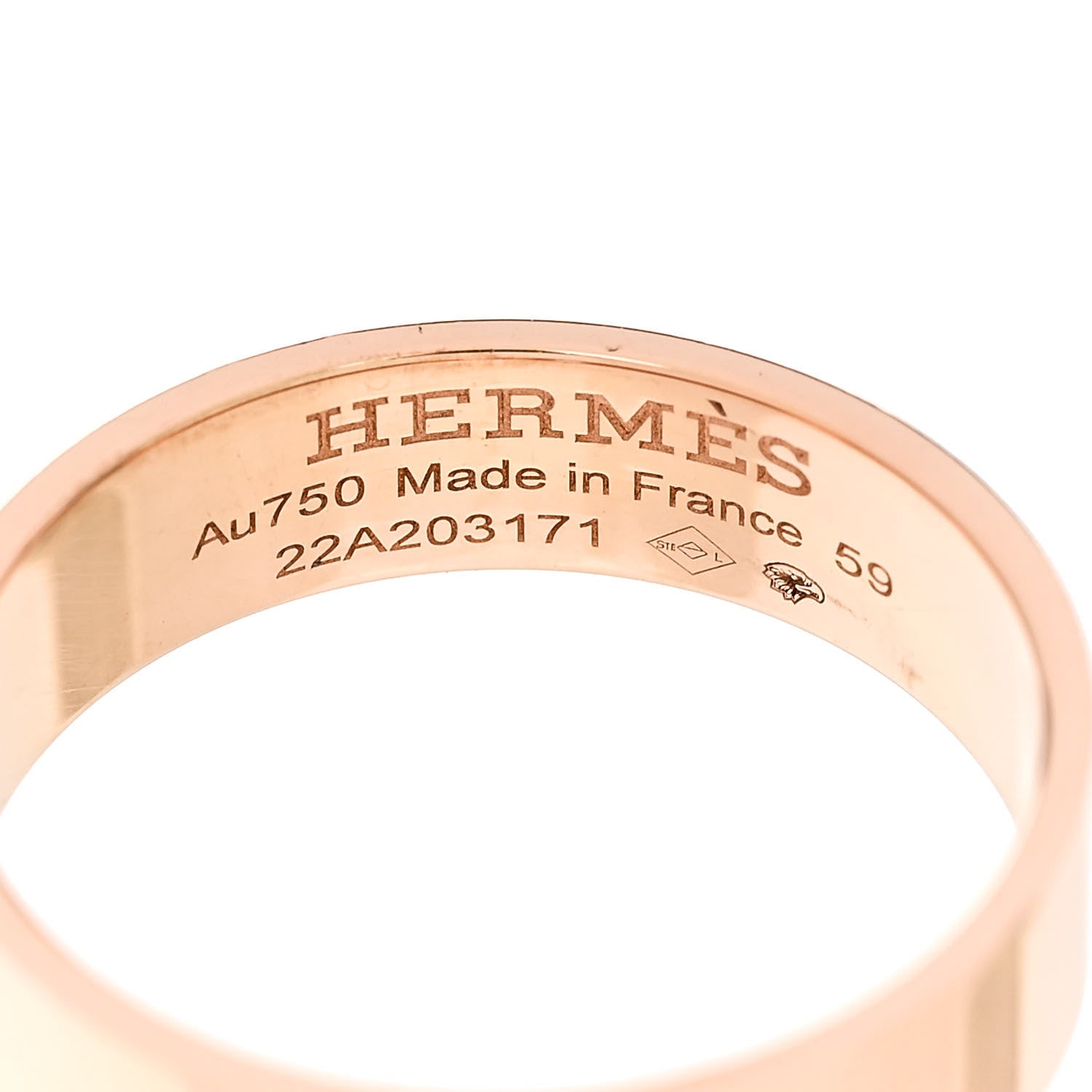 Hermes 18K Rose Gold Diamond PM H D'Ancre Ring 59 8.75 4 of 5
