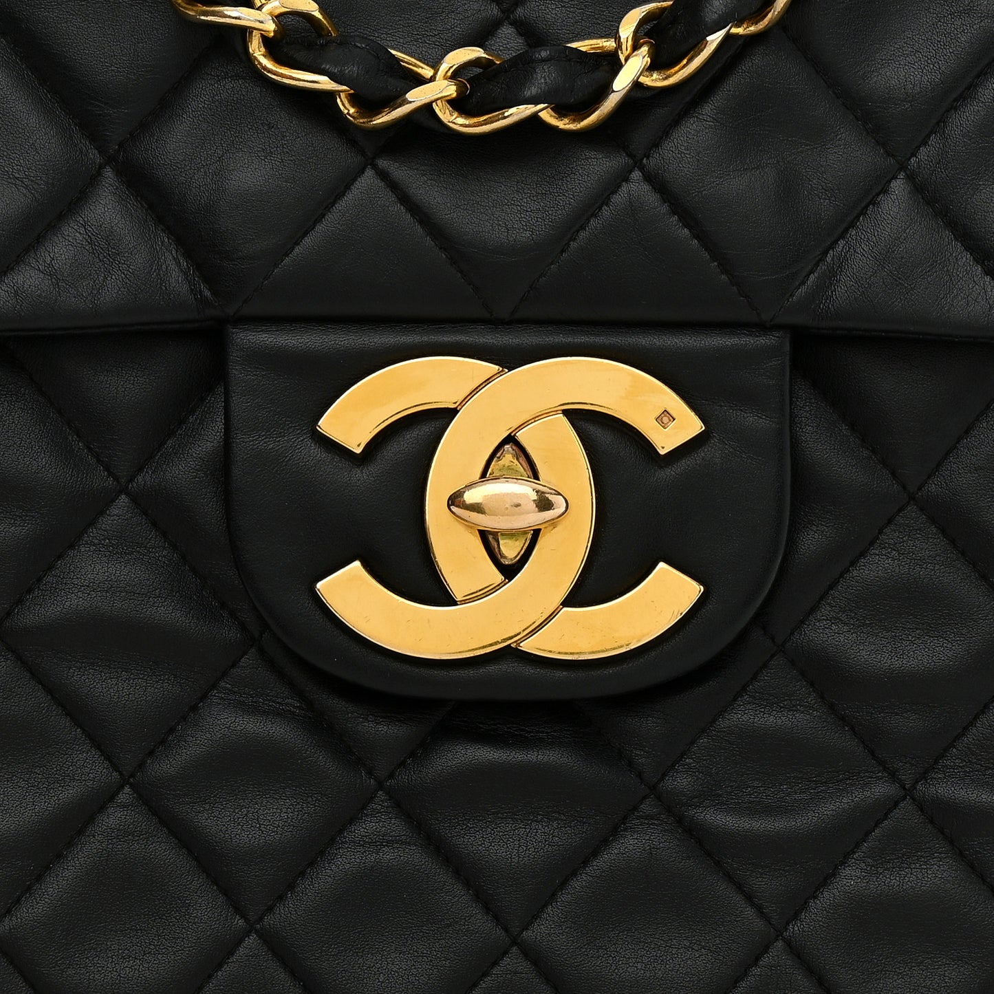 Lambskin Quilted XL Jumbo Single Flap Black