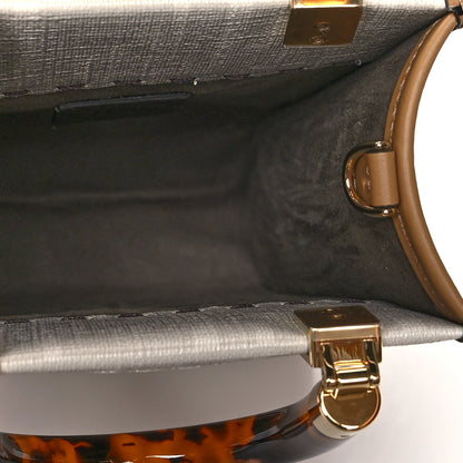 Fendi Glazed Fabric Plexiglass FF Logo Bikini Girls Mini Fendi Sunshine Shopper Tote Bianco Perla Multicolor Miele Scuro 4 of 8