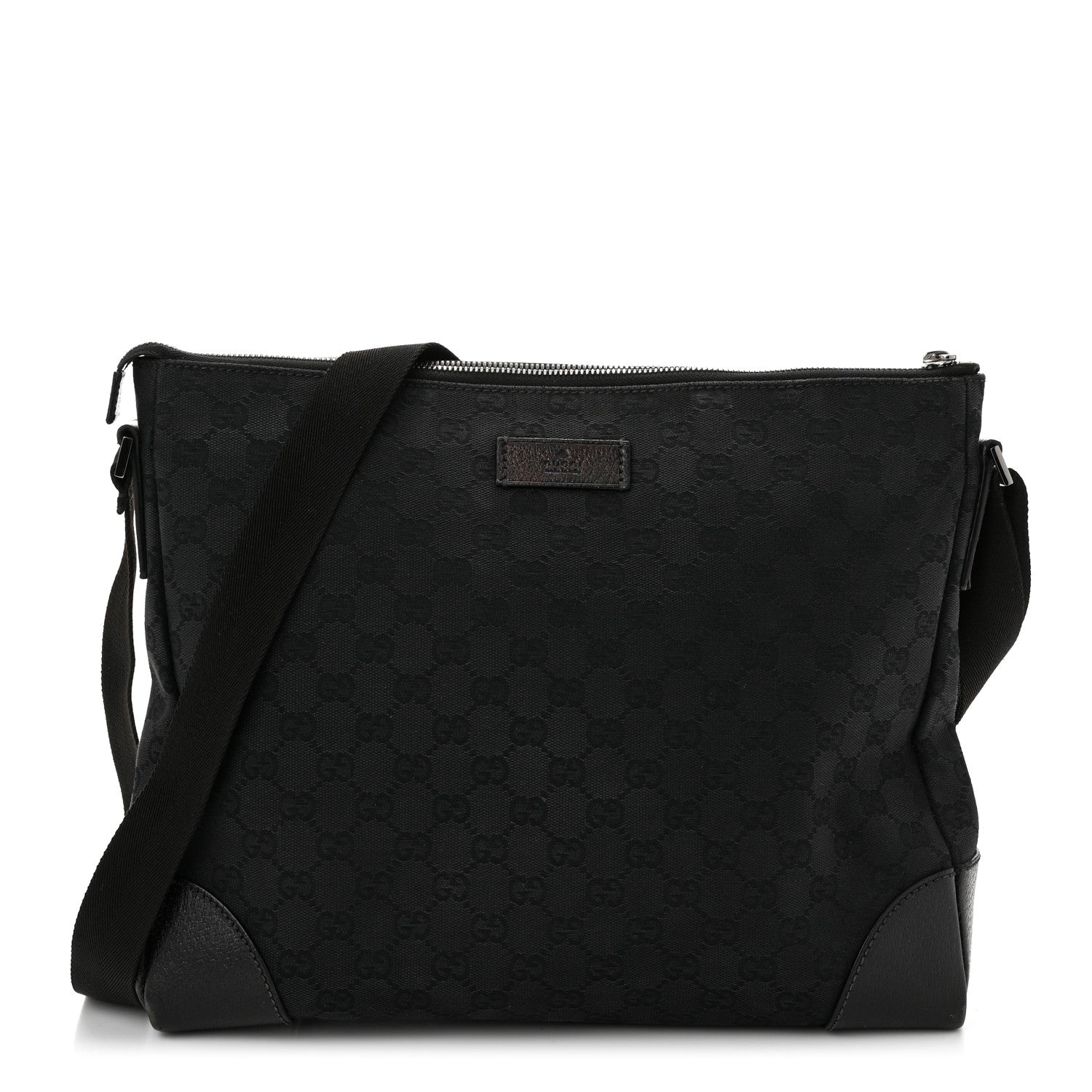 Gucci Monogram Flat Messenger Bag Black 1 of 11