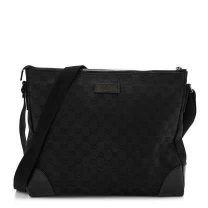 Gucci Monogram Flat Messenger Bag Black 1 of 11