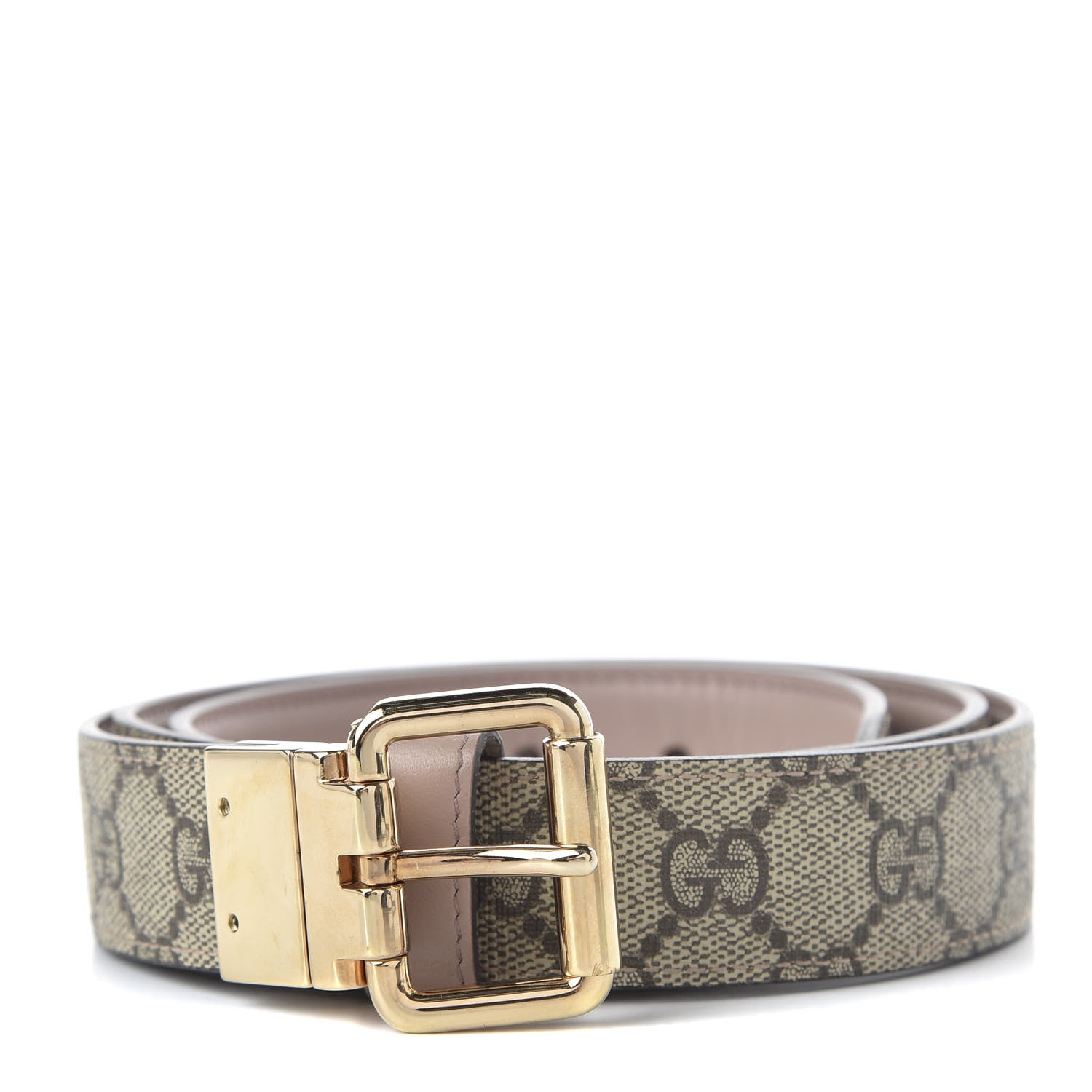 Gucci Selleria Calfskin GG Supreme Monogram Reversible 30mm Belt 95 38 Dark Cipria Beige Ebony 1 of 5