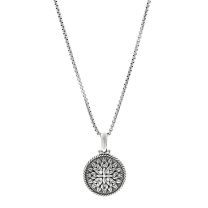 David Yurman Sterling Silver Diamond Lotus Amulet Charm Necklace 1 of 5