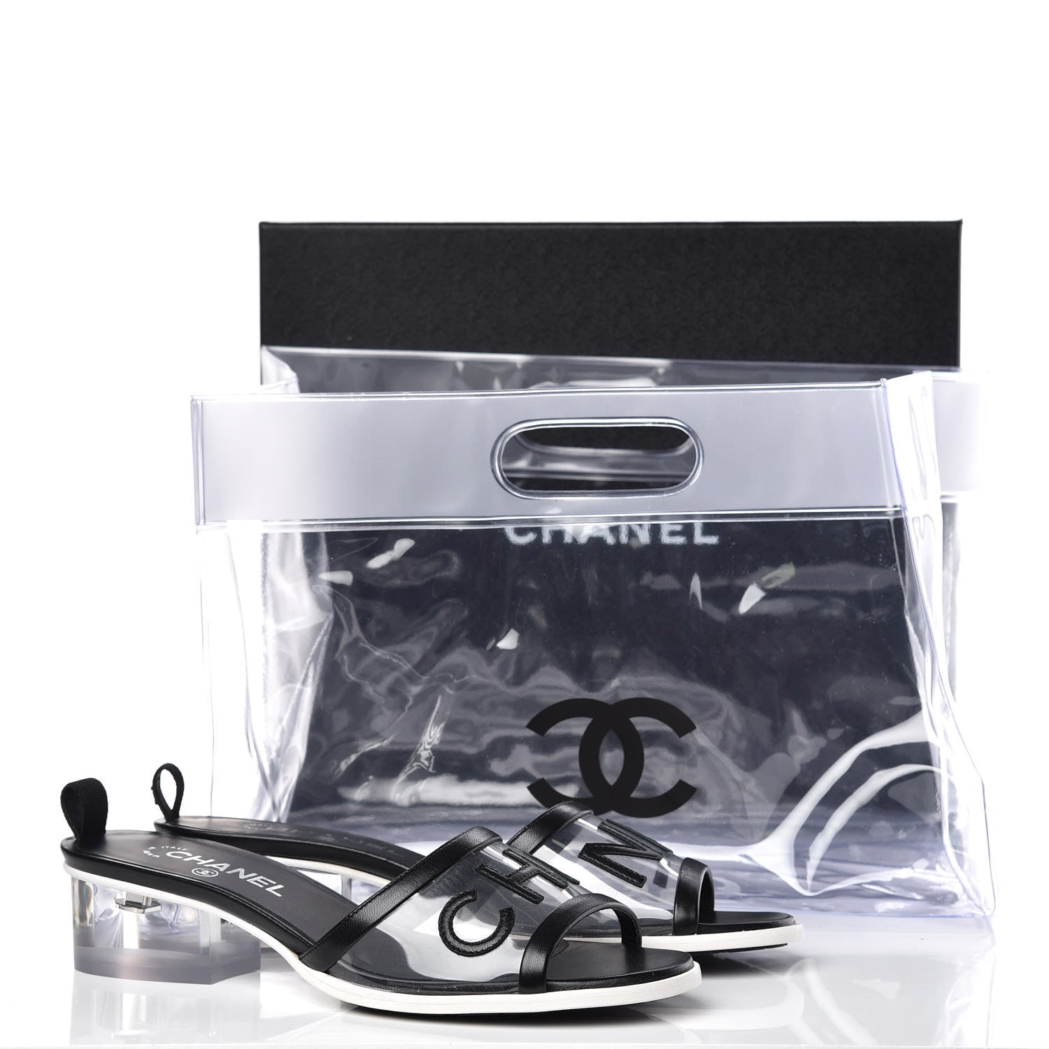 Chanel PVC Lambskin Logo Mules 39.5 Black 8 of 8
