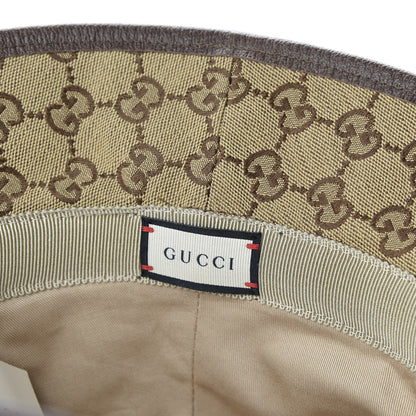 Gucci Monogram Textured Dollar Calfskin GG Jago Bucket Hat M Cacao Beige 8 of 8