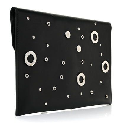 Alexander McQueen Calfskin Grommet Skull Envelope Clutch Black 3 of 16