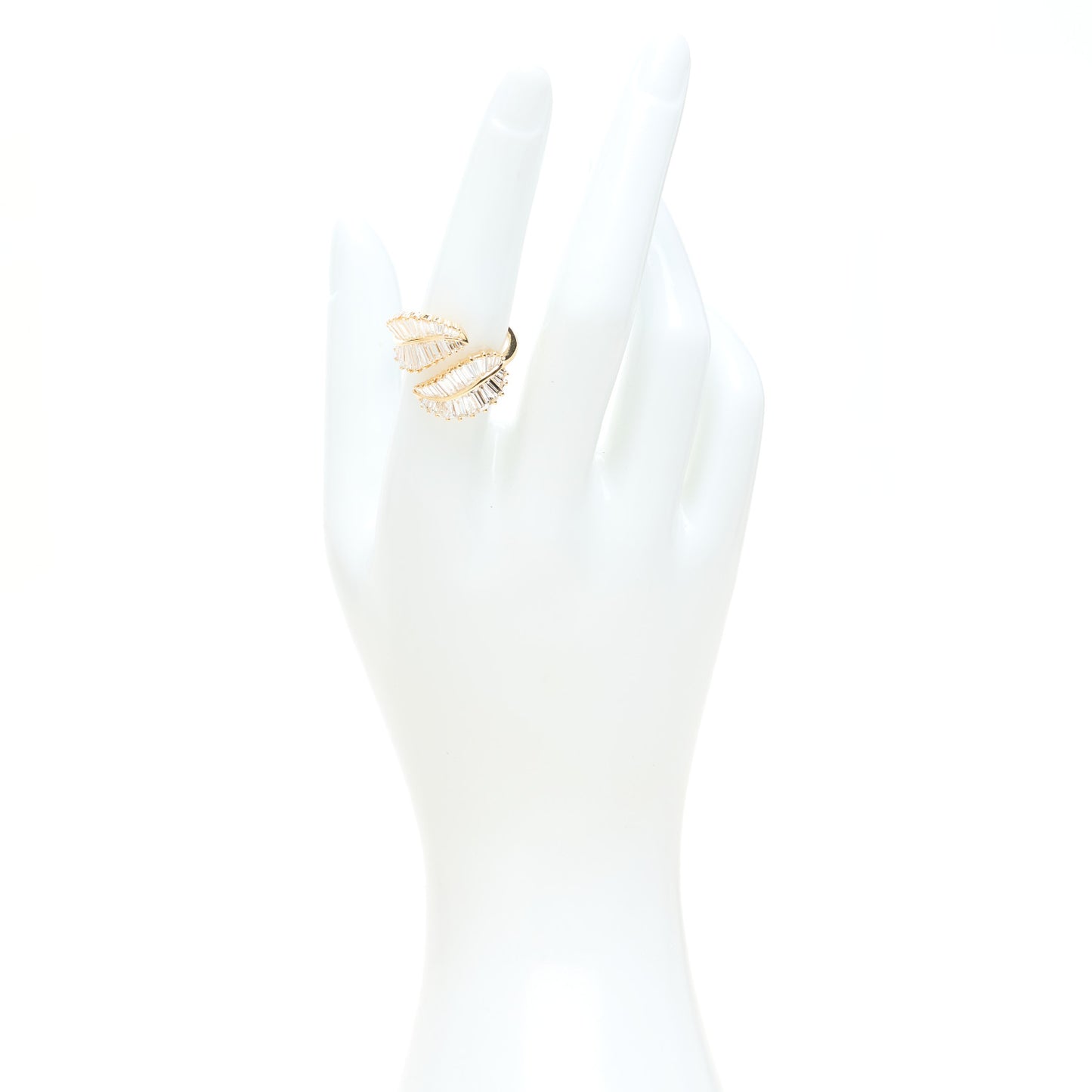 18K Yellow Gold Diamond Classic Palm Leaf Ring 54 7