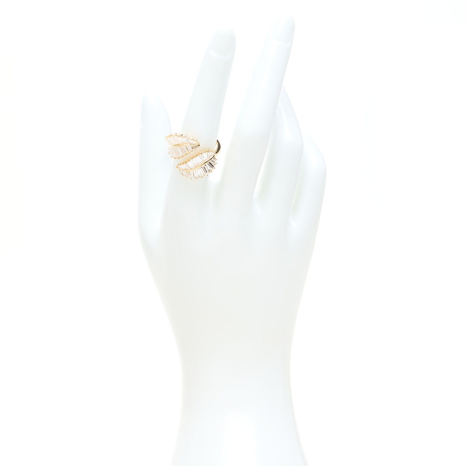Anita Ko 18K Yellow Gold Diamond Classic Palm Leaf Ring 54 7 2 of 5
