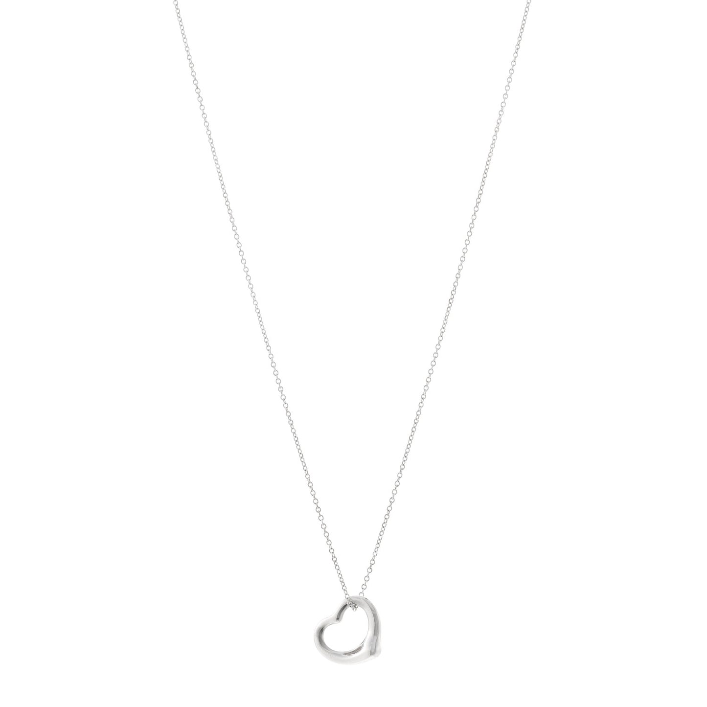 Sterling Silver 16mm Elsa Peretti Open Heart Pendant Necklace