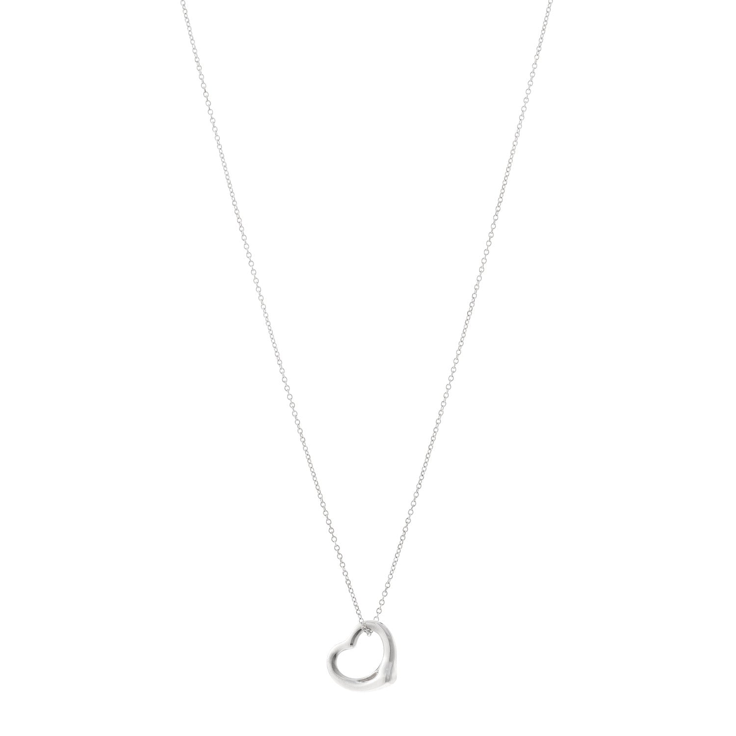 Tiffany Sterling Silver 16mm Elsa Peretti Open Heart Pendant Necklace 1 of 5