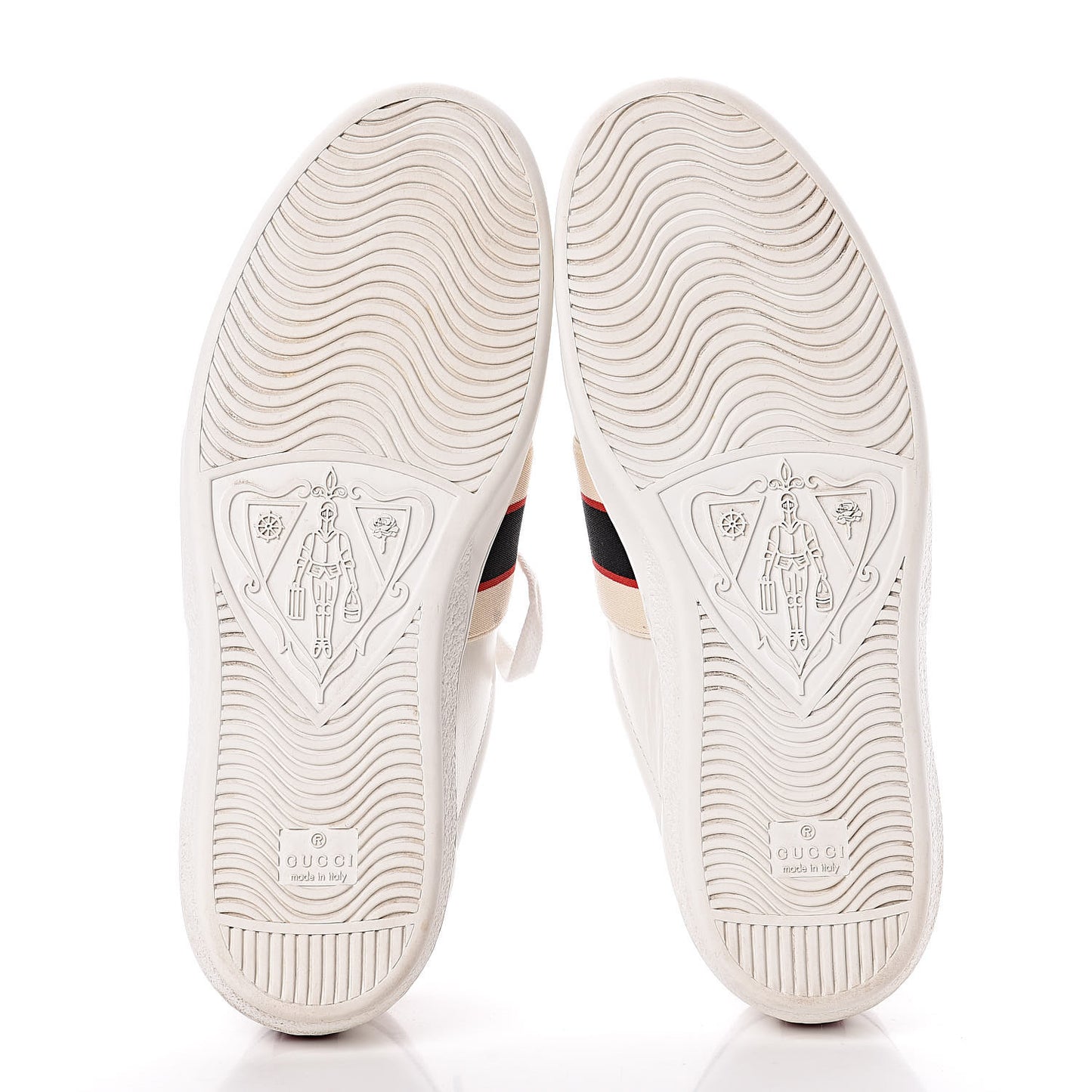 Calfskin Stripe Mens New Ace Sneakers 9.5 White Ecru Red Flame