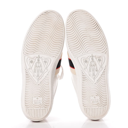Gucci Calfskin Stripe Mens New Ace Sneakers 9.5 White Ecru Red Flame 7 of 15
