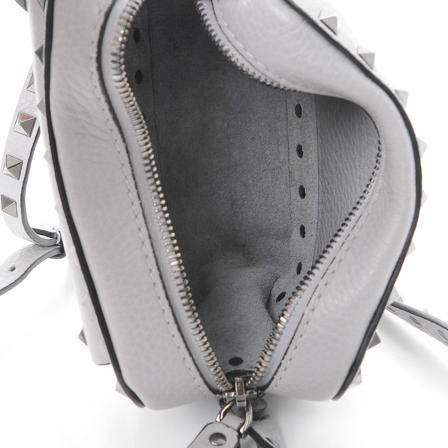 Valentino Garavani Grained Calfskin Small Rockstud Flap Pocket Camera Crossbody Bag Pastel Grey 5 of 7