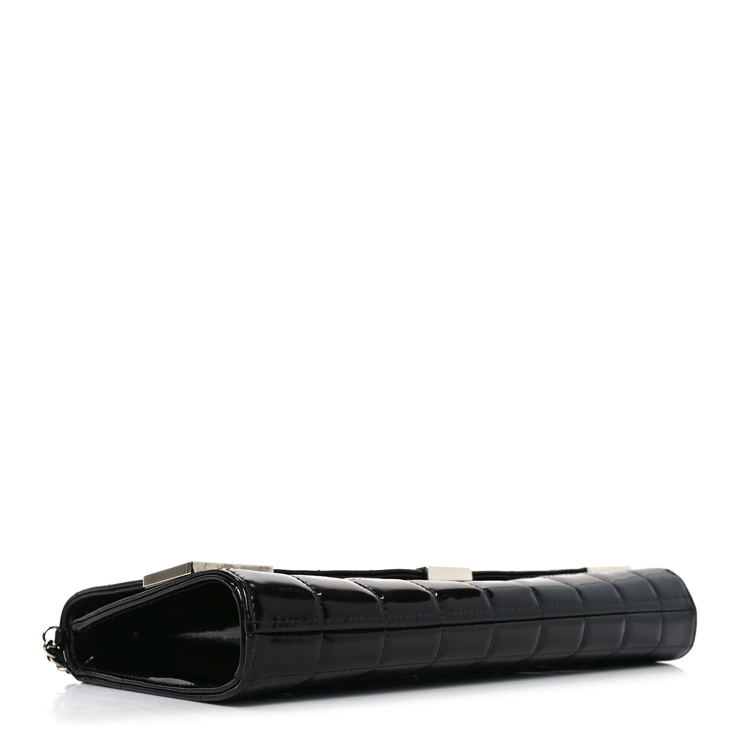 Chanel Patent Chocolate Bar Chain Clutch Black 4 of 10
