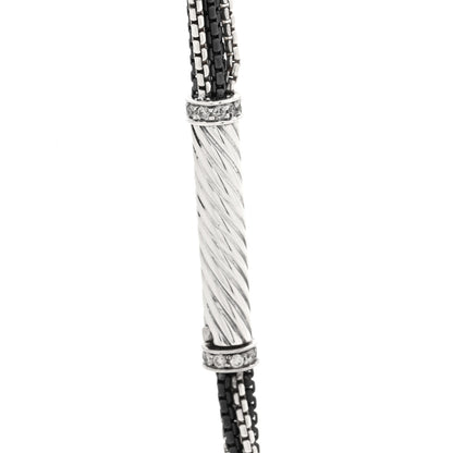 David Yurman Darkened Sterling Silver Diamond Multi Row Box Chain Necklace 5 of 5