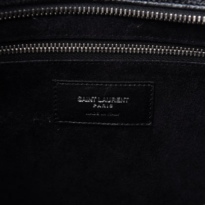 Saint Laurent Calfskin Crocodile Embossed Medium Cabas Rive Gauche Black 15 of 22