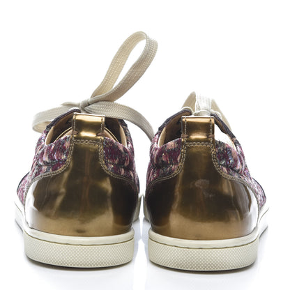 Christian Louboutin Crystal Metallic Suede Peacock Woven Lurex Gondolastrass Sneakers 36.5 Burgundy 5 of 10