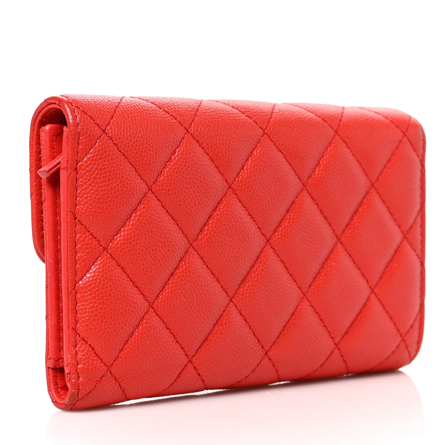 Caviar Quilted Medium Flap Wallet Red
