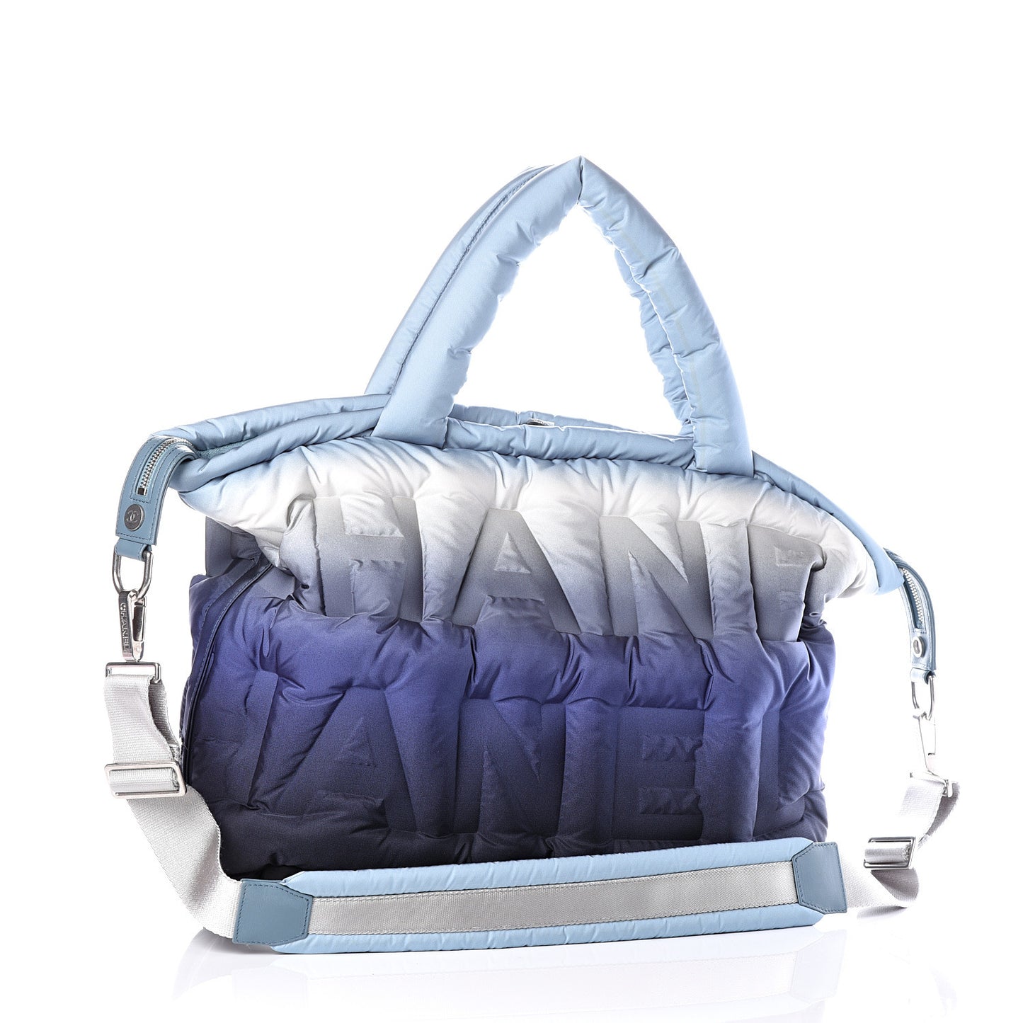 Nylon Embossed Doudoune Bowling Bag Blue White