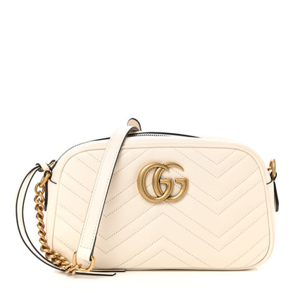 Gucci Calfskin Matelasse Small GG Marmont Chain Shoulder Bag White 1 of 10