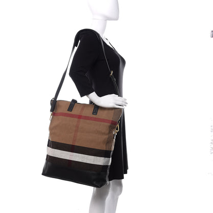 Burberry Grainy Calfskin Mega Check Armley Folding Messenger Black 2 of 10