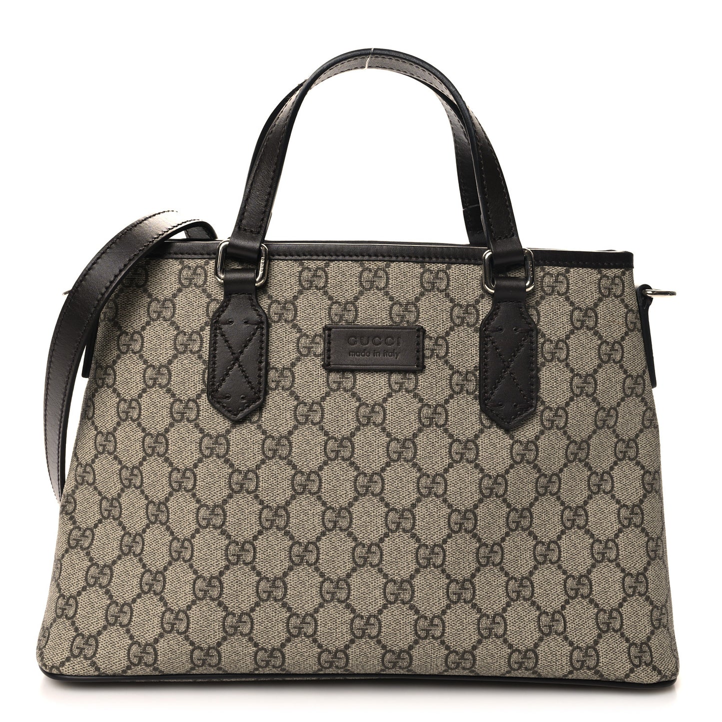 GG Supreme Monogram Small Zippered Tote Dark Brown