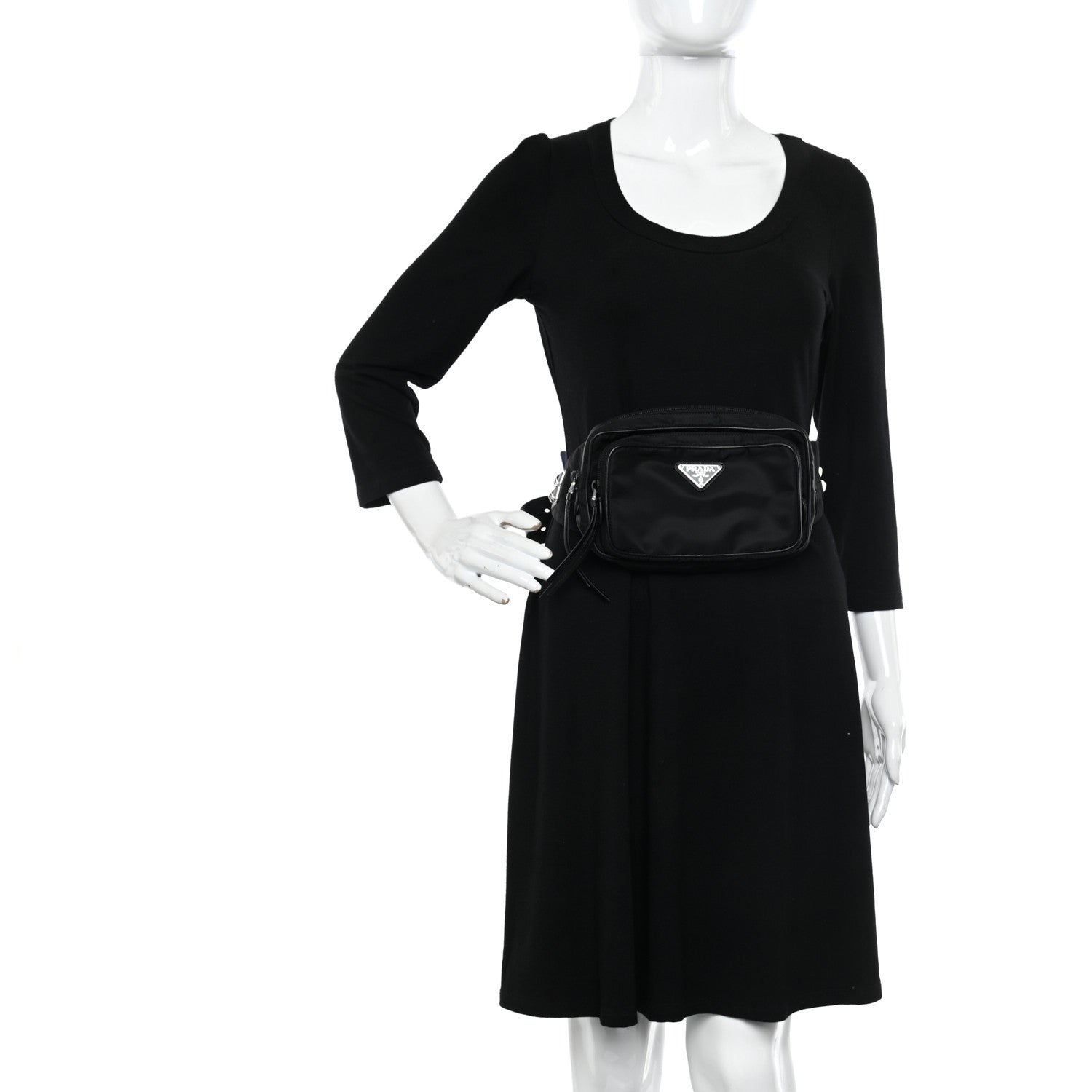 Prada Tessuto Nylon Saffiano Belt Bag Black 2 of 12