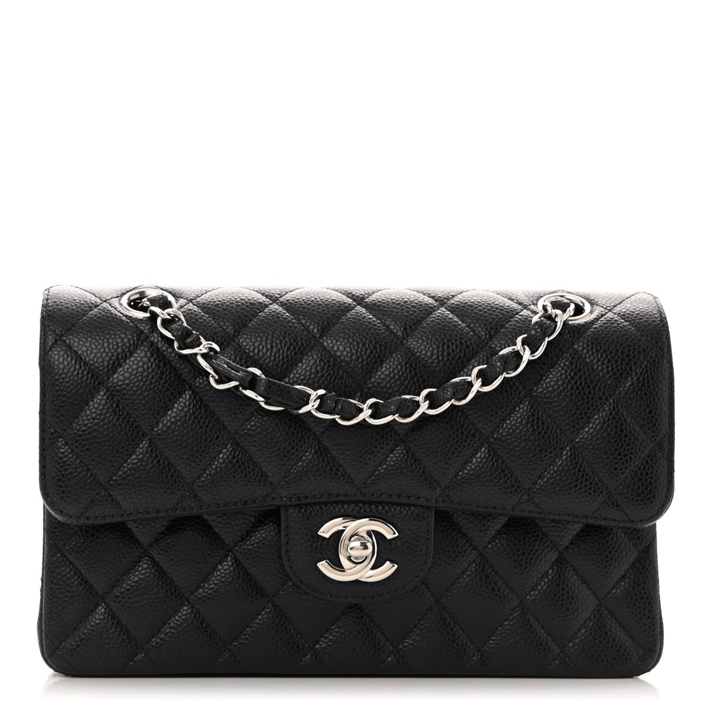 Caviar Quilted Small Double Flap Black