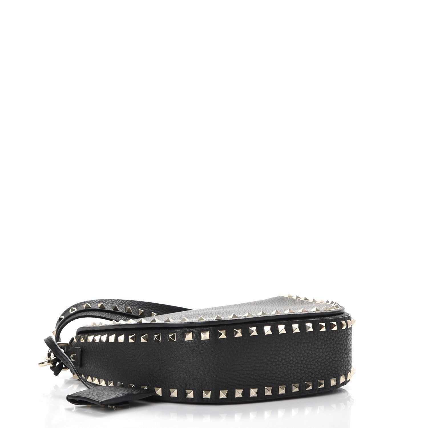 Valentino Garavani Grained Calfskin Rockstud Halfmoon Saddle Bag Black 4 of 7