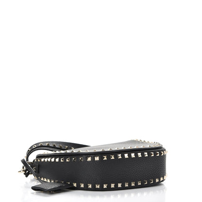 Valentino Garavani Grained Calfskin Rockstud Halfmoon Saddle Bag Black 4 of 7