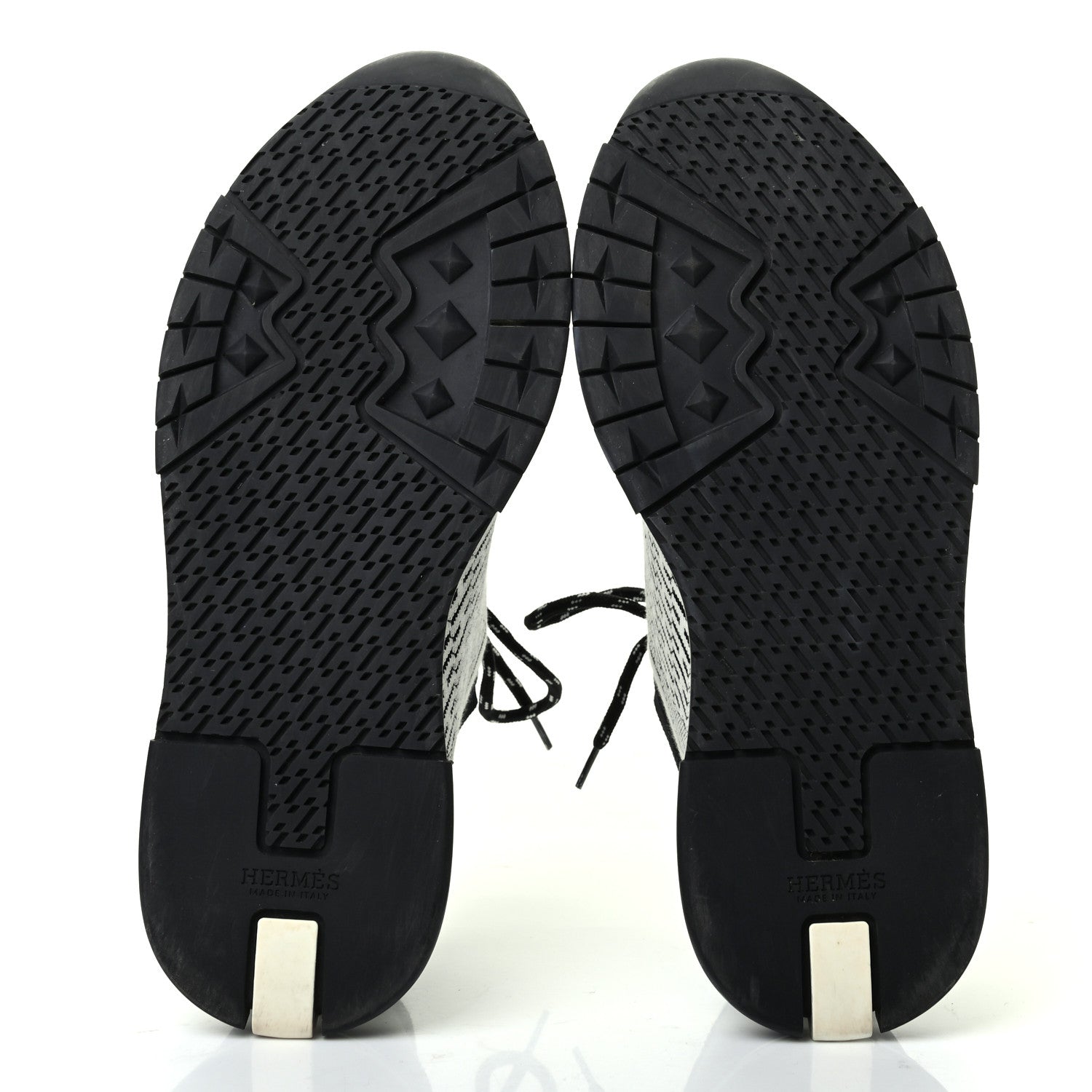 Hermes Knit Calfskin Suede Goatskin Bi-Color Womens Addict Sneakers 37.5 Black White 5 of 8