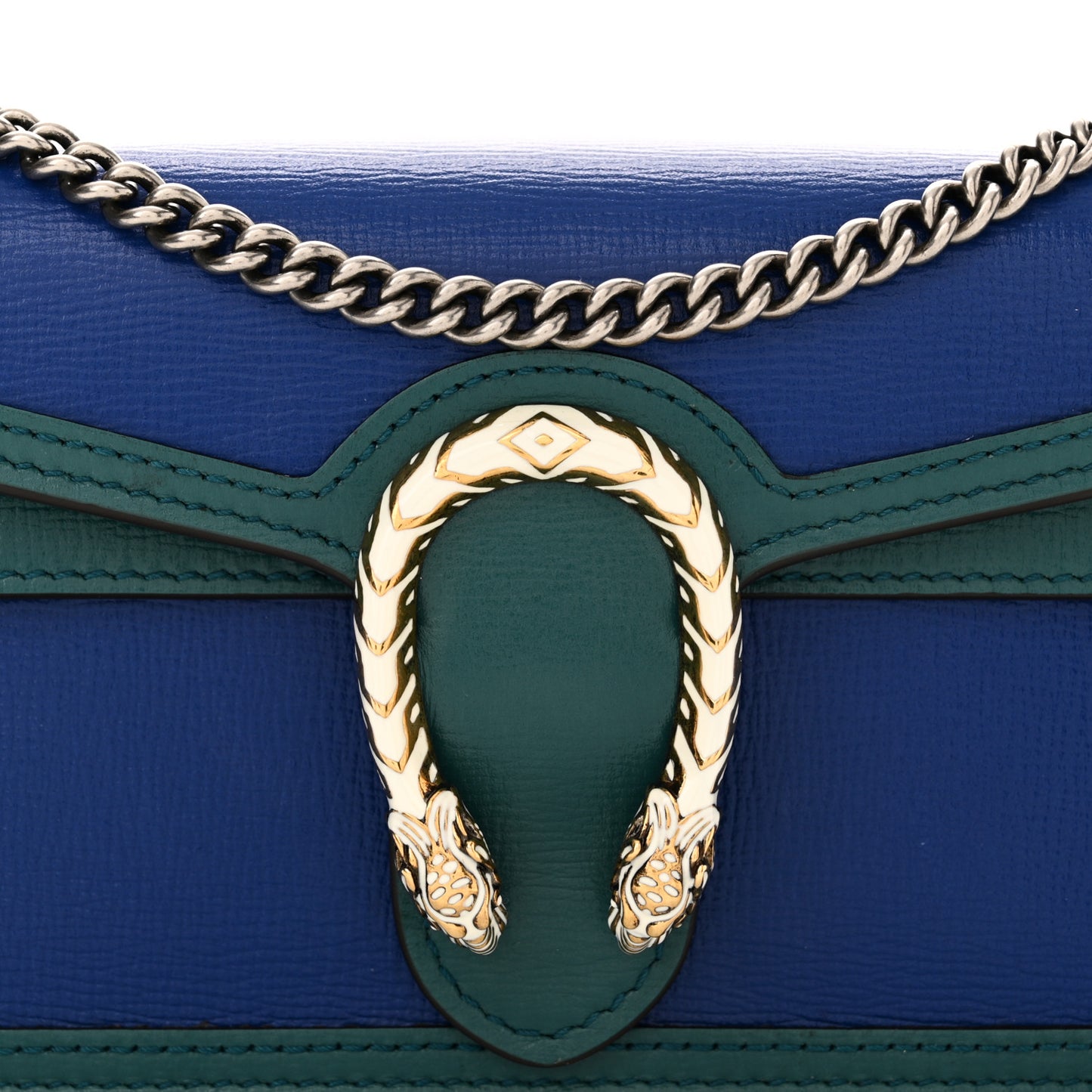 Azalea Calfskin Enamel Super Mini Dionysus Shoulder Bag Imperial Blue Pavone