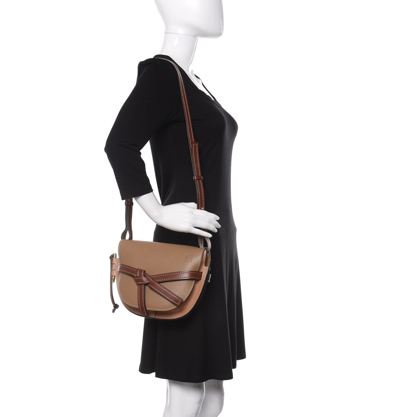 Calfskin Small Gate Crossbody Bag Taupe