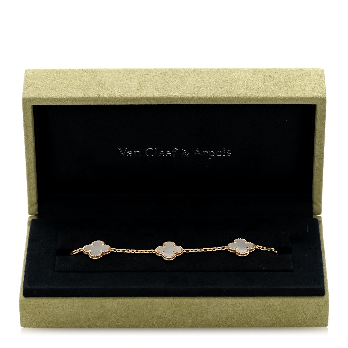 18K Yellow Gold Mother of Pearl 5 Motifs Vintage Alhambra Bracelet