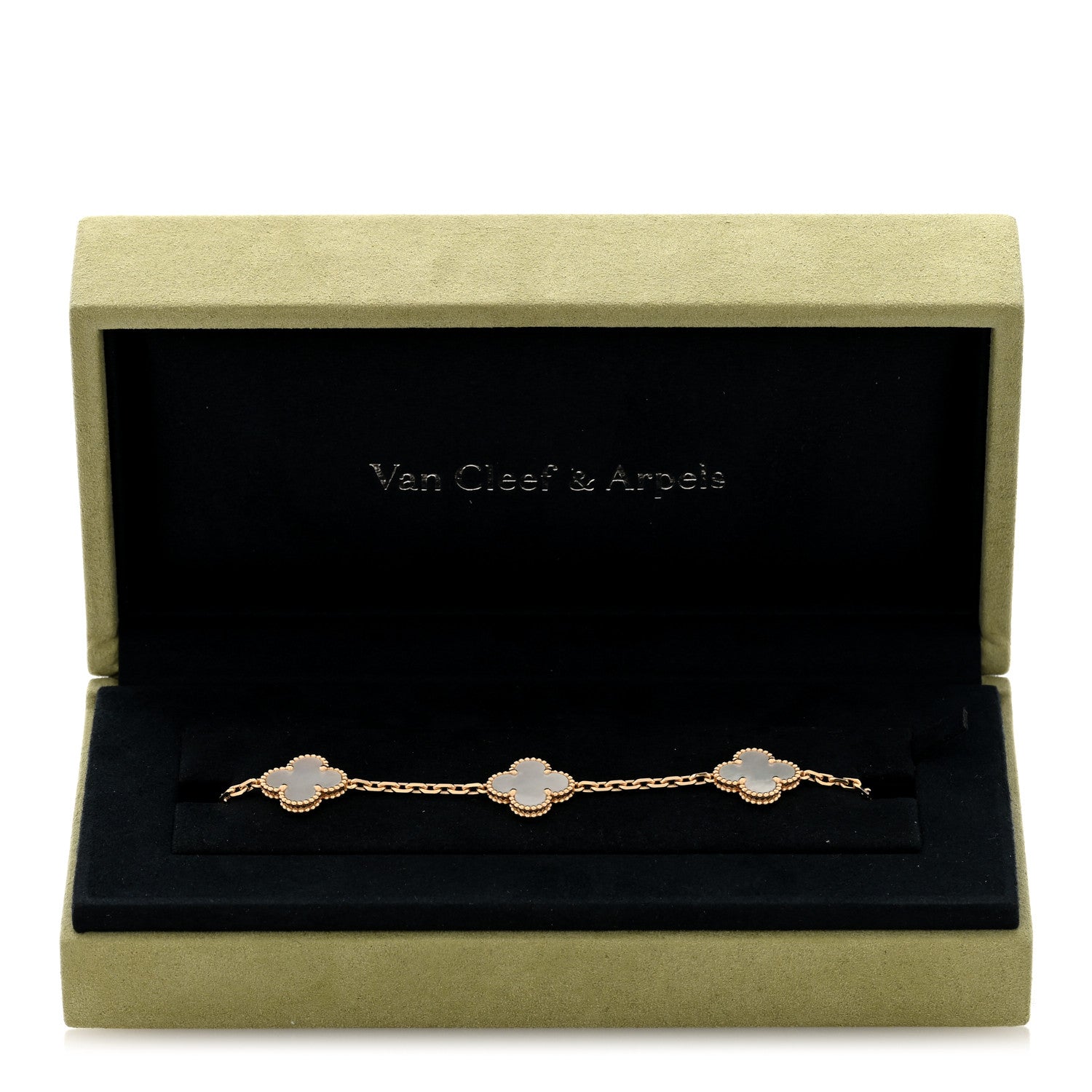 Van Cleef & Arpels 18K Yellow Gold Mother of Pearl 5 Motifs Vintage Alhambra Bracelet 4 of 4
